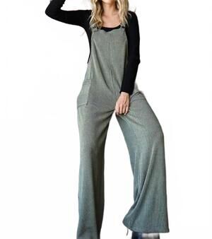NEW VANILLA MONKEY solid rib overall jumpsuit in olive